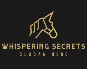 Gold Unicorn Horse logo design