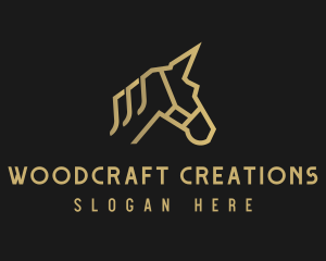 Gold Unicorn Horse logo design