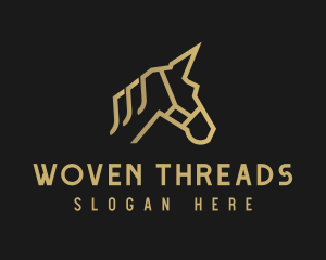 Gold Unicorn Horse logo design