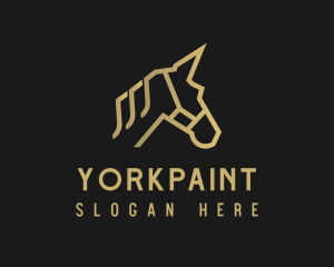 Gold Unicorn Horse logo design