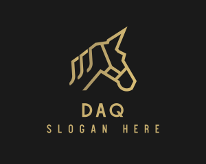 Gold Unicorn Horse logo design