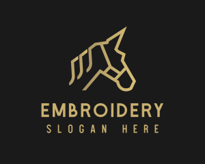 Gold Unicorn Horse logo design