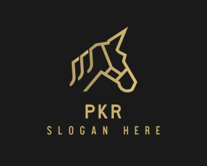 Gold Unicorn Horse logo design