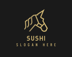 Gold Unicorn Horse logo design