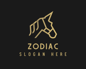 Unicorn - Gold Unicorn Horse logo design
