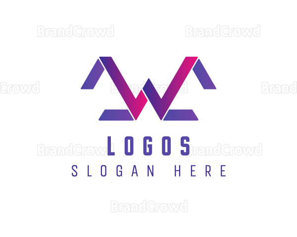 Geometric Tech Letter W Logo