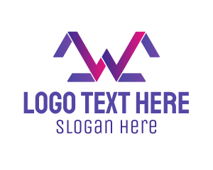 Internet Cafe - Geometric Tech Letter W logo design