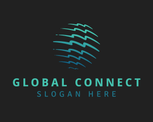 Gradient Waves Globe logo design