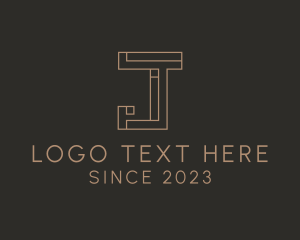 Woodworking - Geometric Brick Letter J logo design