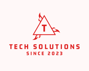 Flame - Blazing Fire Triangle logo design