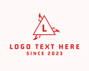 Hot - Blazing Fire Triangle logo design