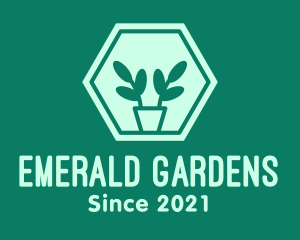 Green Plant Hexagon logo design