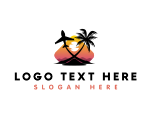 Palm Tree - Island Travel Plane Trip logo design