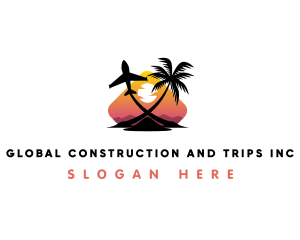 Island Travel Plane Trip logo design