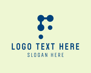 Yellow Circle - Digital Dots Letter F logo design