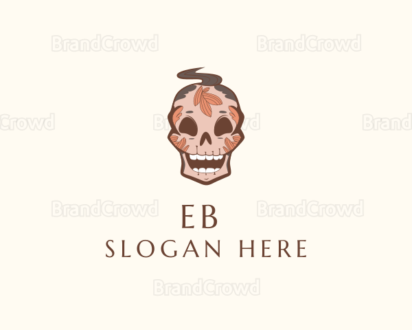 Decorative Leaf Skull Logo