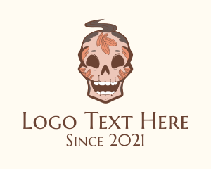 Taqueria - Decorative Leaf Skull logo design