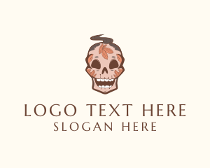 Decorative - Decorative Leaf Skull logo design