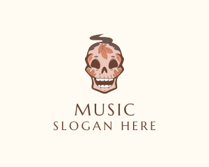 Decorative Leaf Skull Logo