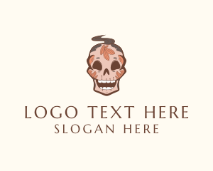 Decorative Leaf Skull Logo