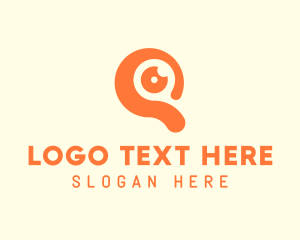 Orange Camera Lens Letter Q logo design