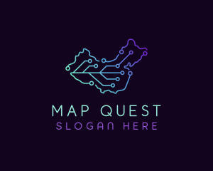 Digital Map Circuit  logo design