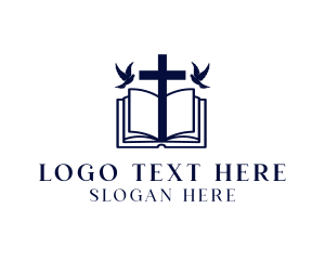 Bible Study - Holy Bible Cross logo design