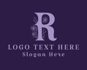 Spa - Purple Daisy Letter R logo design