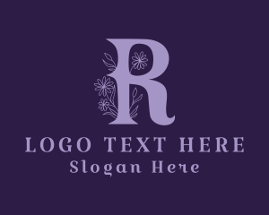 Florist - Purple Daisy Letter R logo design