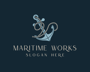 Shipyard - Sailor Anchor Rope Letter V logo design