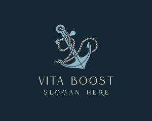 Sailor Anchor Rope Letter V logo design