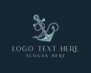 Initial - Sailor Anchor Rope Letter V logo design