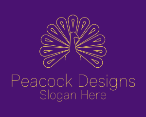 Peacock - Golden Peacock Bird logo design