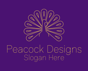 Golden Peacock Bird  logo design