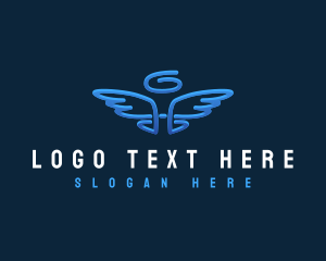 Cherub - Halo Angel Wings logo design
