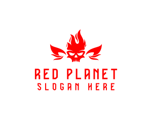 Skull Red Wings logo design