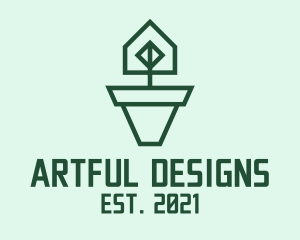 Geometric House Plant  logo design