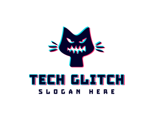 Glitch Animal Cat logo design