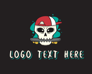 Skater - Graffiti Skater Skull logo design