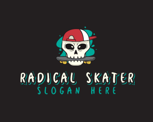 Skater - Graffiti Skater Skull logo design