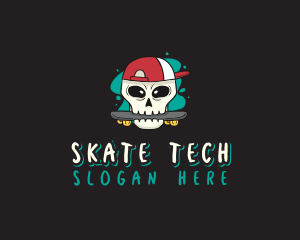 Kickflip - Graffiti Skater Skull logo design