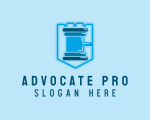 Advocate - Blue Gavel Shield logo design