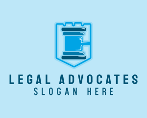 Blue Gavel Shield logo design