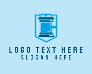 Legal - Blue Gavel Shield logo design