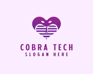 Cobra Snake Heart  logo design