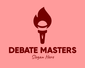 Debate - Red Fiery Microphone logo design