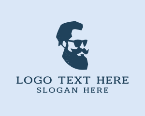 Scissors - Sunglasses Beard Man logo design