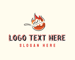 Fried Rice - Flaming Food Cuisine logo design
