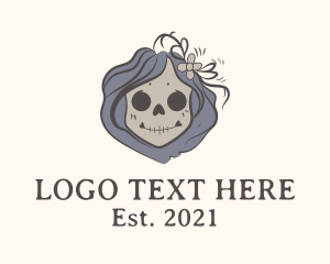 Ghost - Skull Calavera Girl logo design