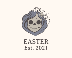 Rose - Skull Calavera Girl logo design